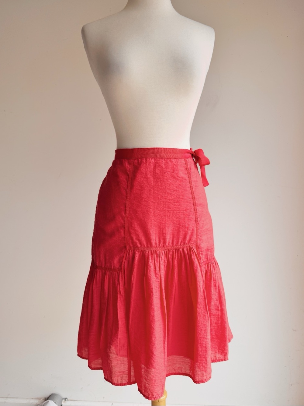 Gap Hibiscus Tiered Midi Skirt Size 2 | Y2K 2008 Cotton Blend | Side Tie Detail